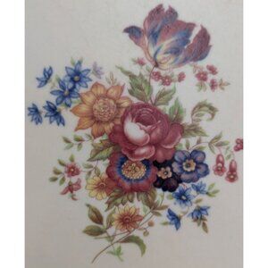 Syracuse China Colonial Dinner Plate 9.5" Floral Pattern Yellow Rim USA Vintage